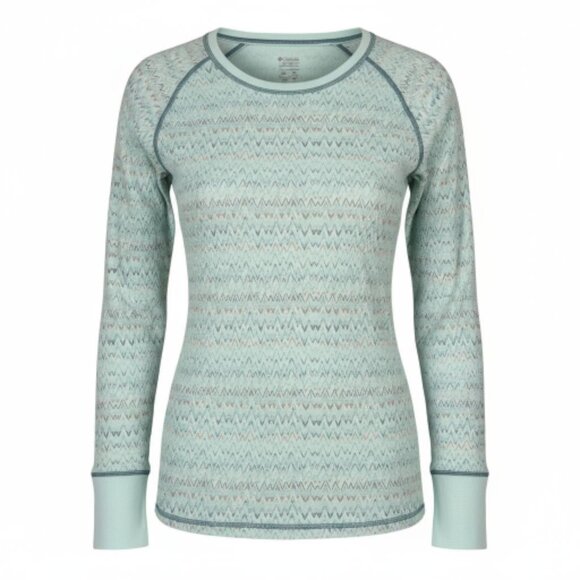 Columbia Thermal Top Long Sleeve Shirt Green Blue Pattern Large L Women - Picture 1 of 6